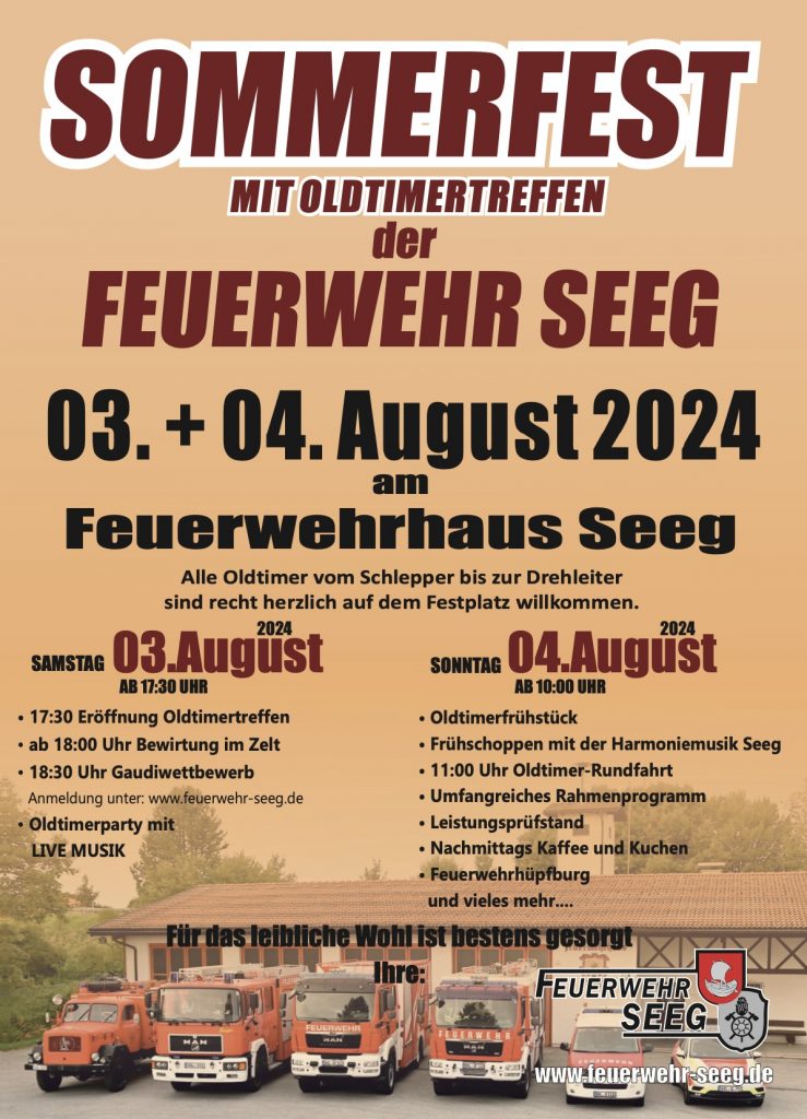 Einladung zum Sommerfest am 3. und 4. August