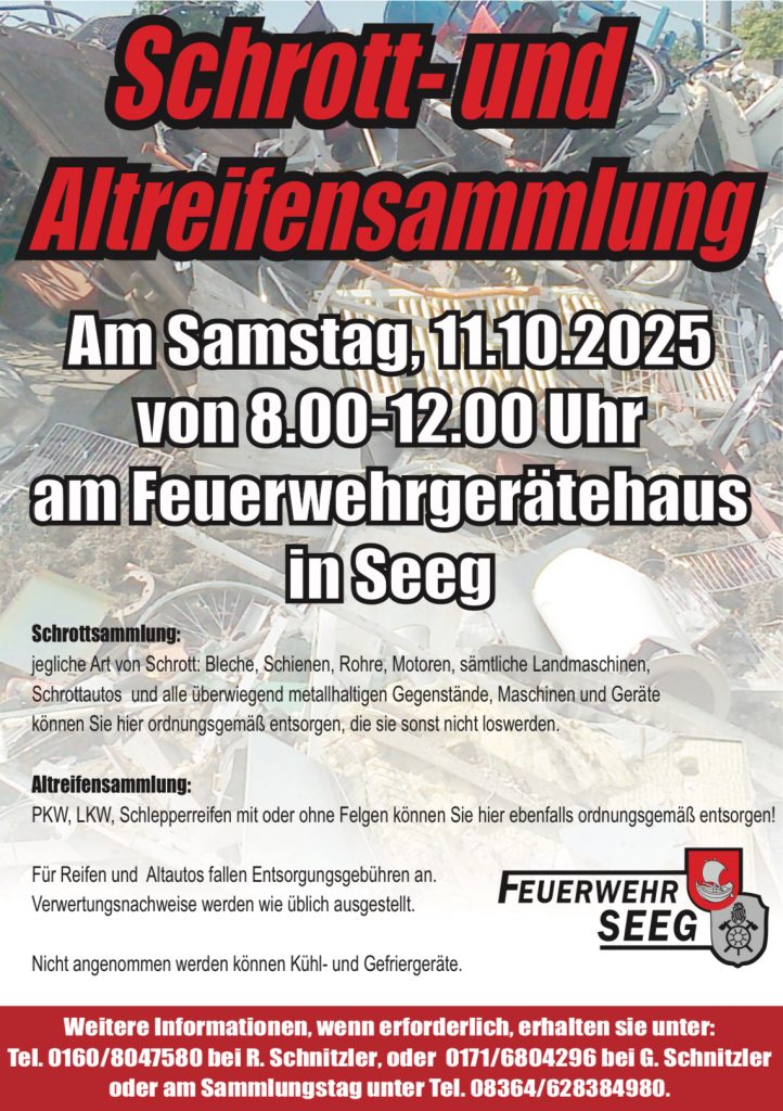 Einladung zur Schrott- und Altmetallsammlung am 11.10.2025