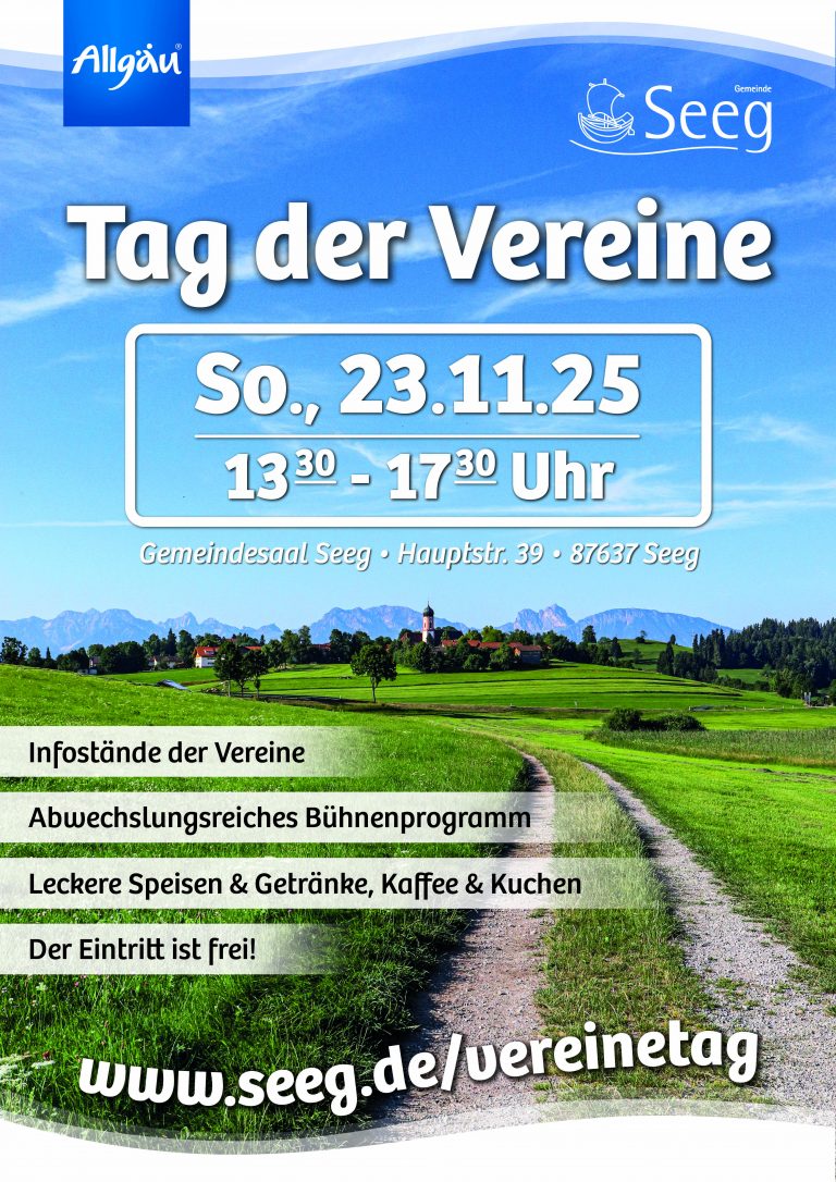 Einladung zum Tag der Vereine am 23.11.2025 von 13:30 - 17:30 Uhr im Gemeindezentrum Seeg